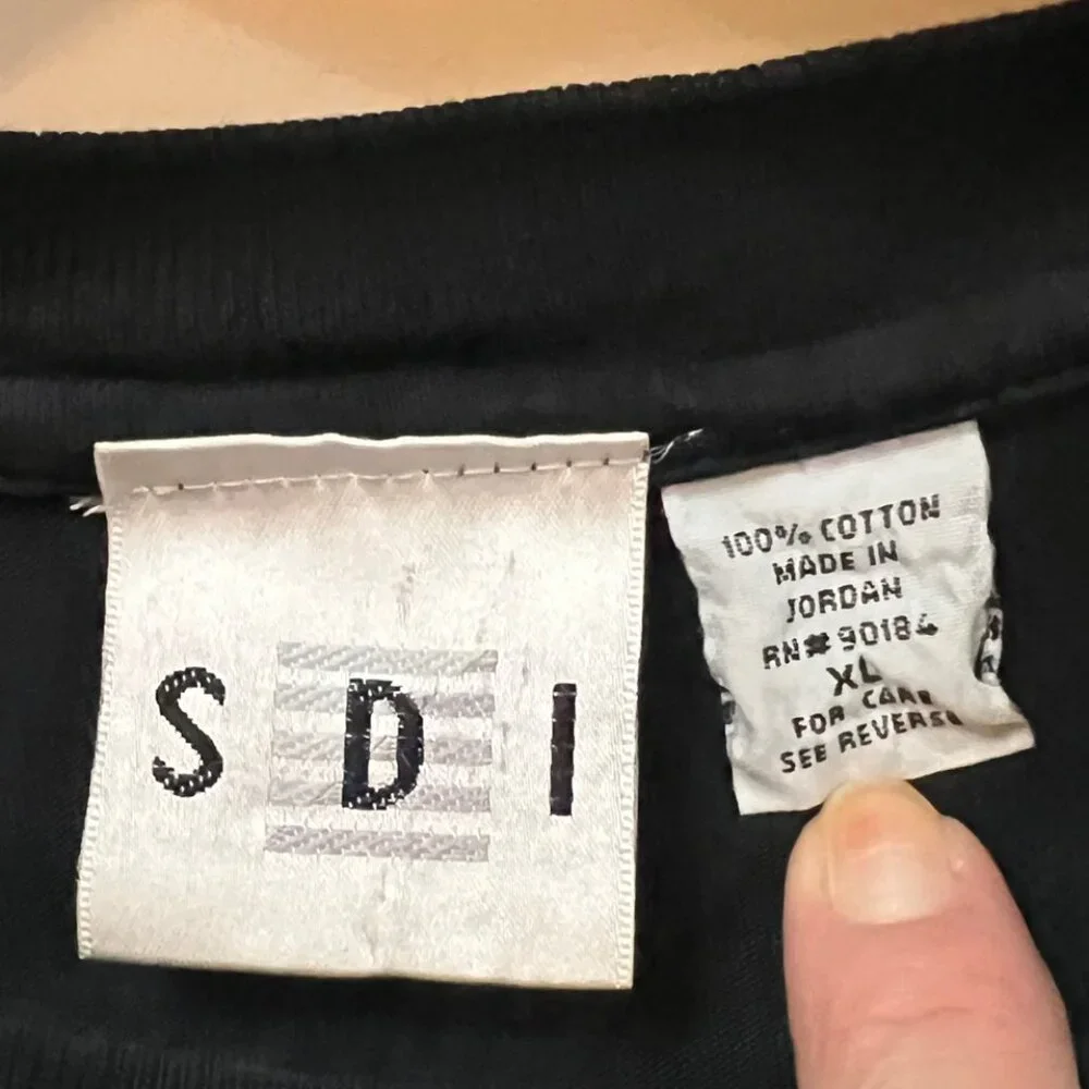 SDI Men's Size XL 100% Cotton L/S Crew Neck T-Shirt. Black. - Picture 2 of 4